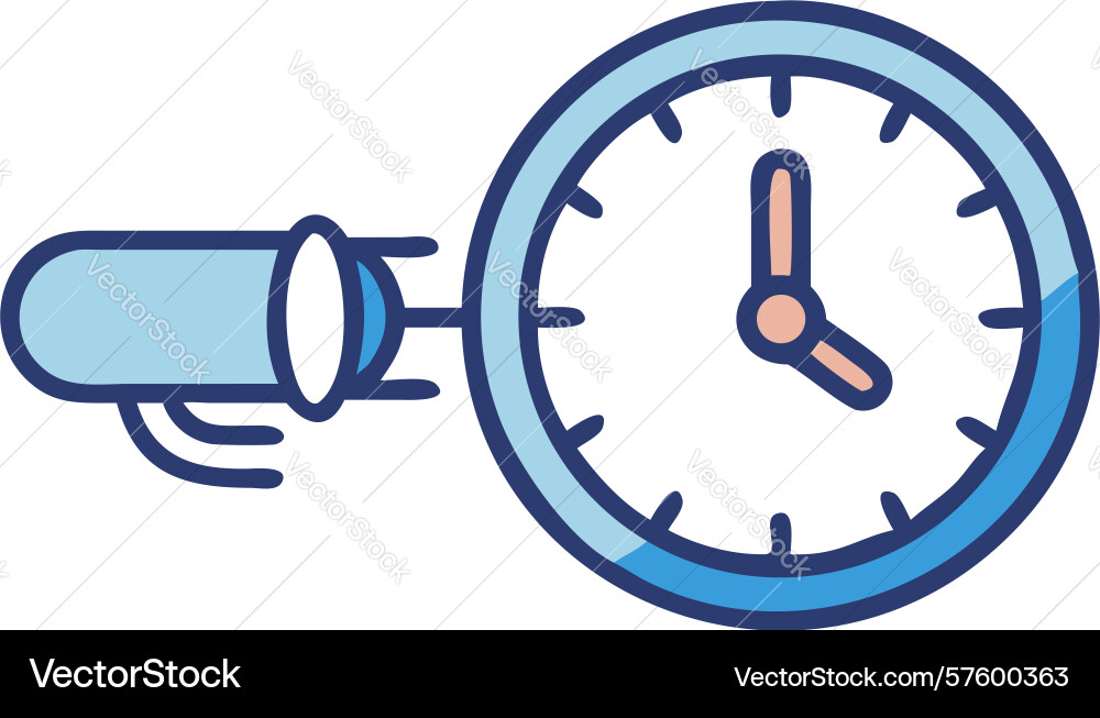 Setting time hand pointing at clock for precise vector image