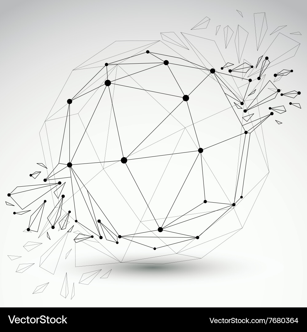 3d low poly spherical object with black connected vector image