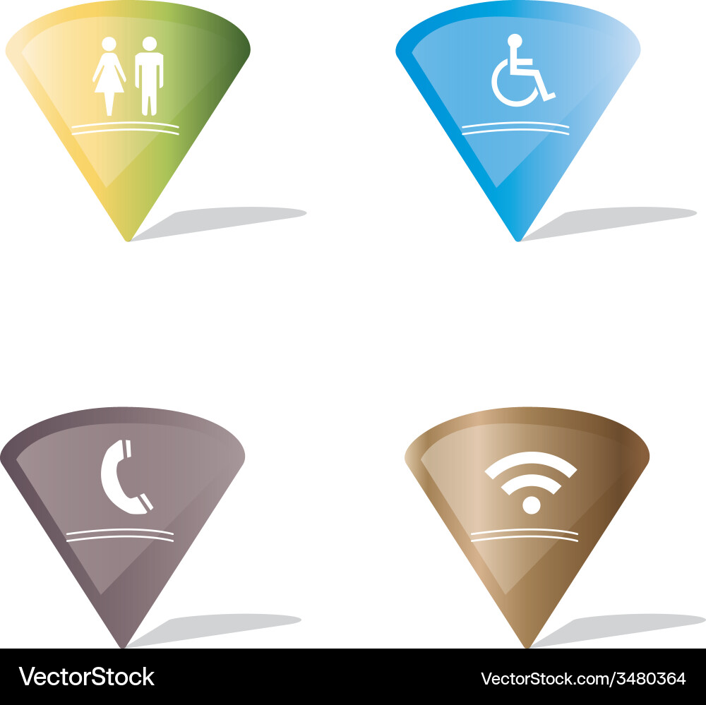 A set colored pins with different icons Vector Image