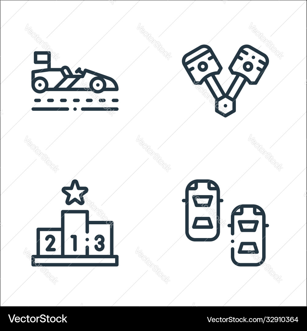 Autoracing line icons linear set quality Autoracing line icons linear set quality vector image