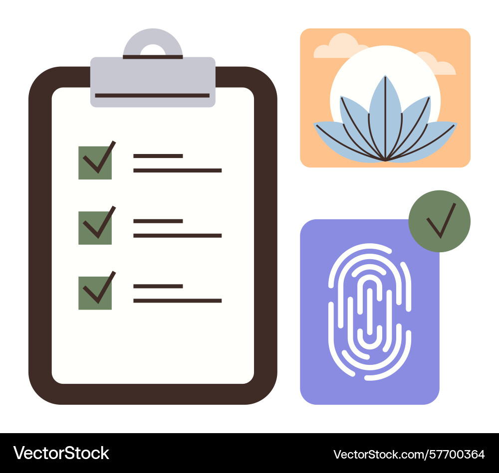 Checklist with completed tasks fingerprint Checklist with completed tasks fingerprint vector image