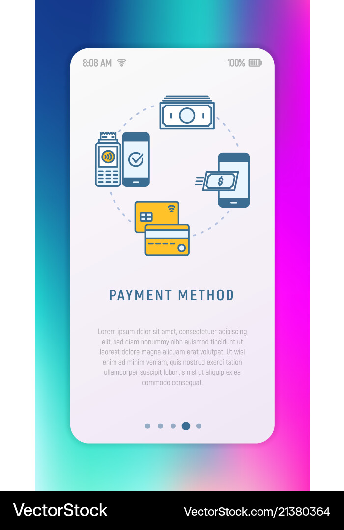 Choosing of payment method in mobile app Choosing of payment method in mobile app vector image