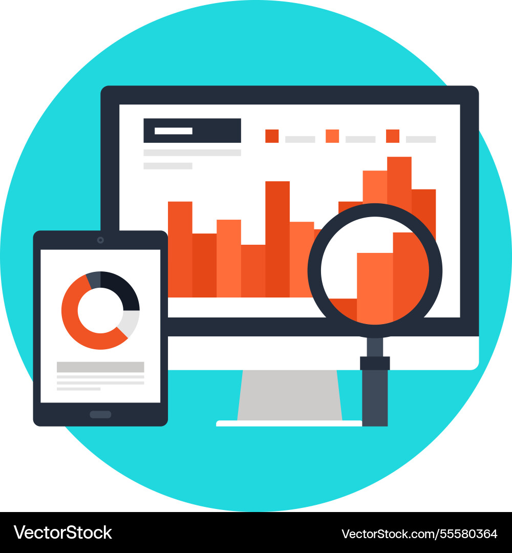 Data analysis flat web icon Vector Image