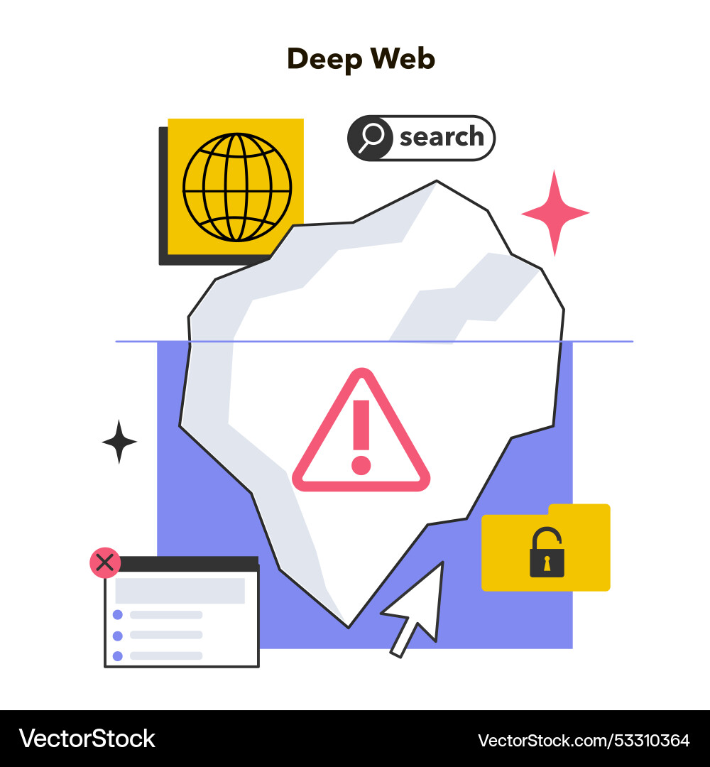 Deep web invisible or hidden not indexed Deep web invisible or hidden not indexed vector image