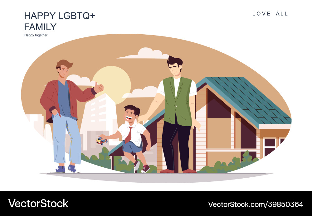 Happy lgbt Familienkonzept männliche Väter mit Sohn Happy lgbt Familienkonzept männliche Väter mit Sohn vektorbild