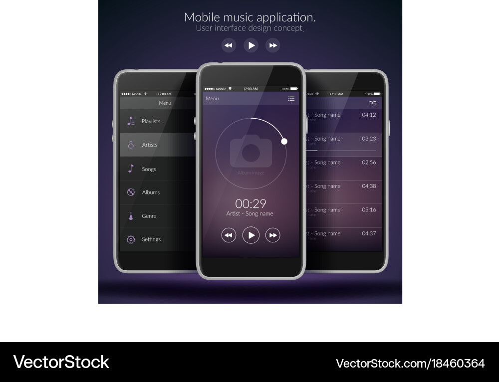 Mobile Music App UI Concept Vector Image