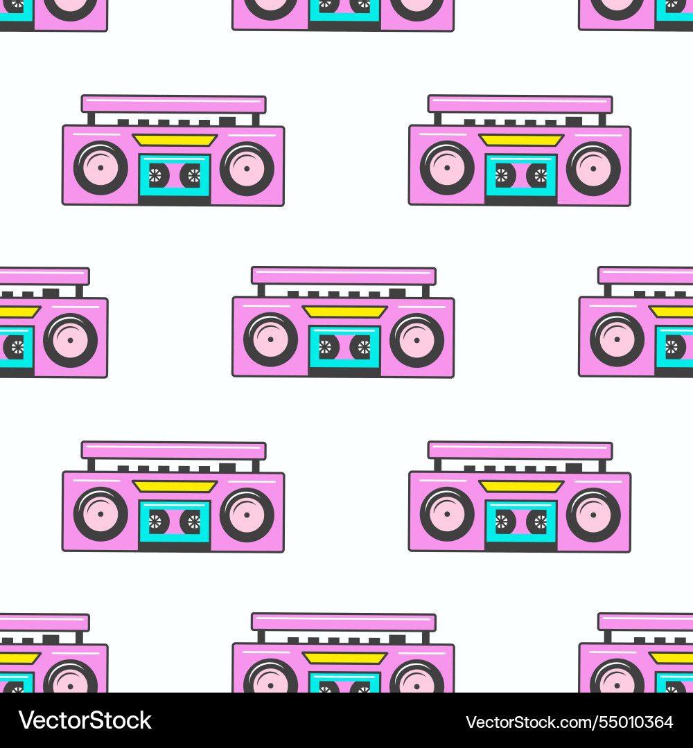 Pattern with a retro tape recorder on white Pattern with a retro tape recorder on white vector image