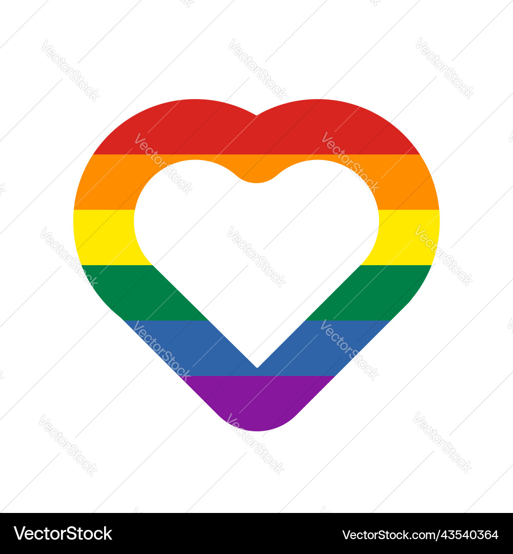 Pride flag heart shape icon isolated on white Pride flag heart shape icon isolated on white Vector Image