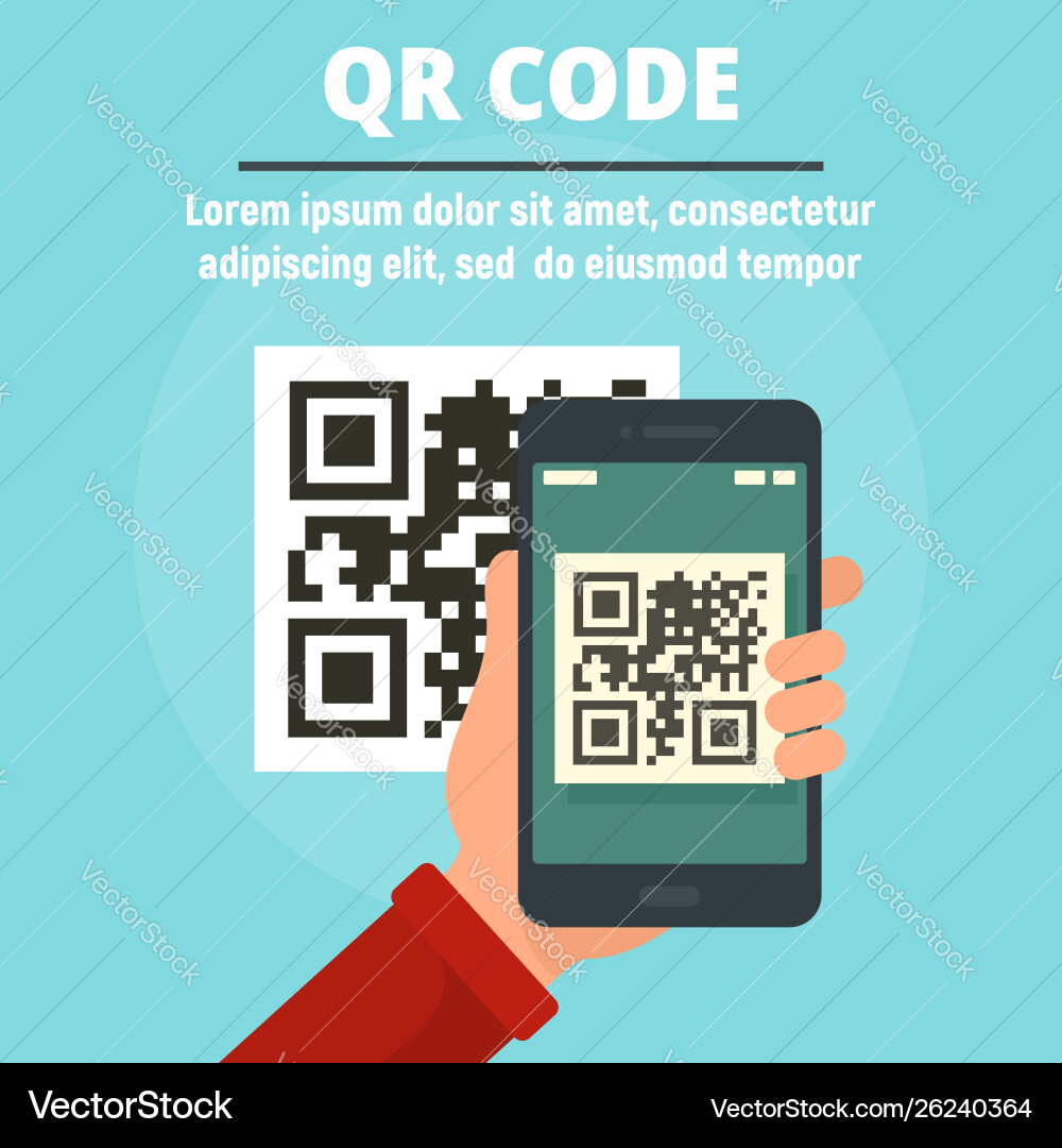 Qr code scan concept banner flat style Qr code scan concept banner flat style vector image