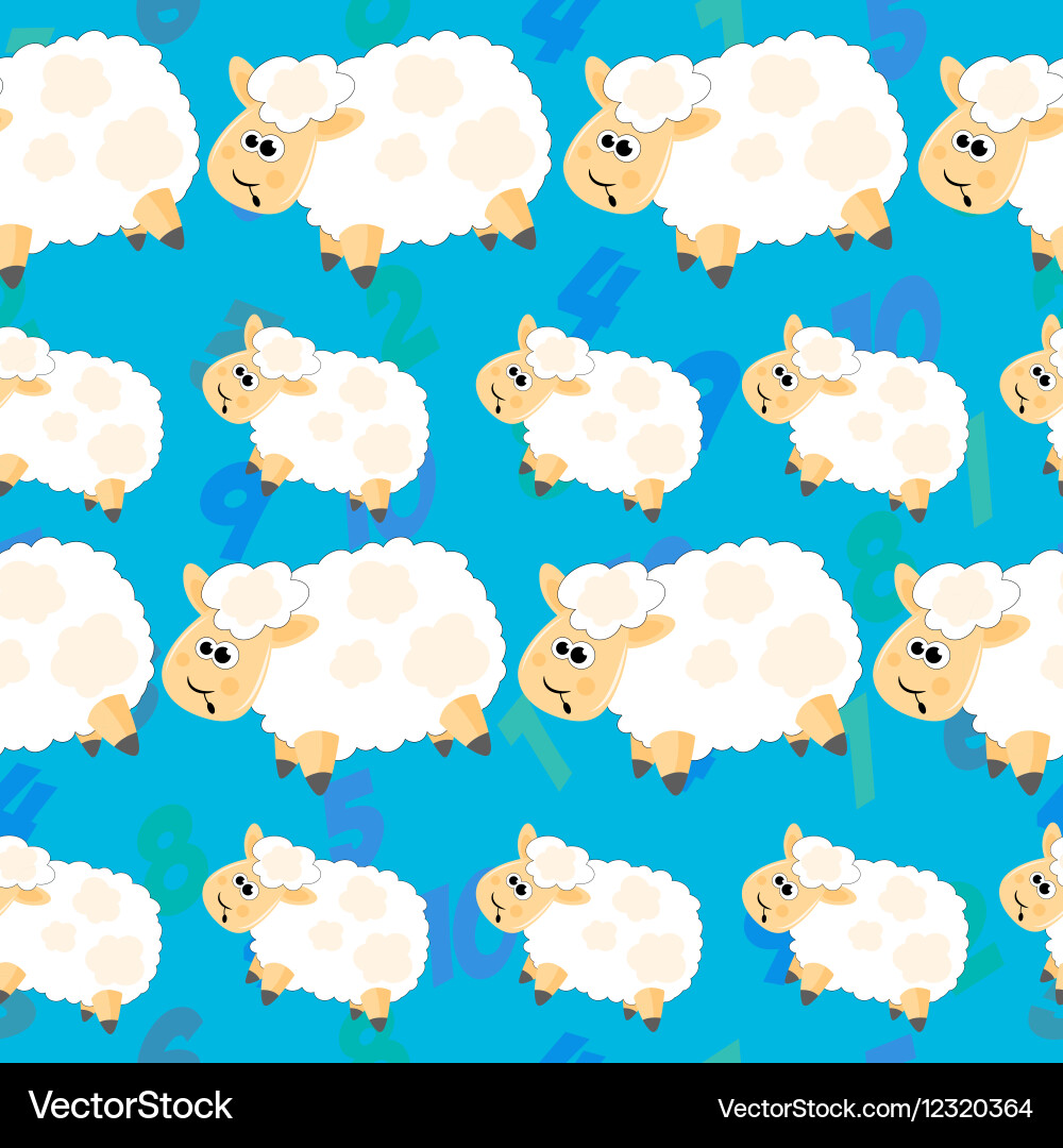 Seamless pattern with a white sheep and numbers vector image