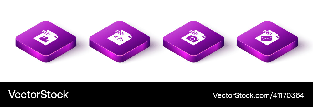 Set isometric mov file document php raw and msg Set isometric mov file document php raw and msg vector image