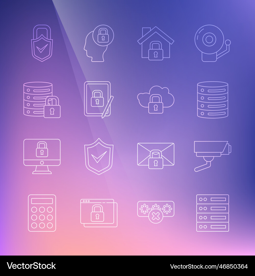 Set line server data web hosting security Set line server data web hosting security Vector Image