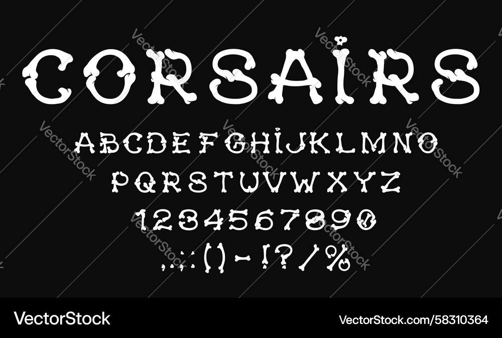 Skeleton bones font for pirate bone letters type Vector Image