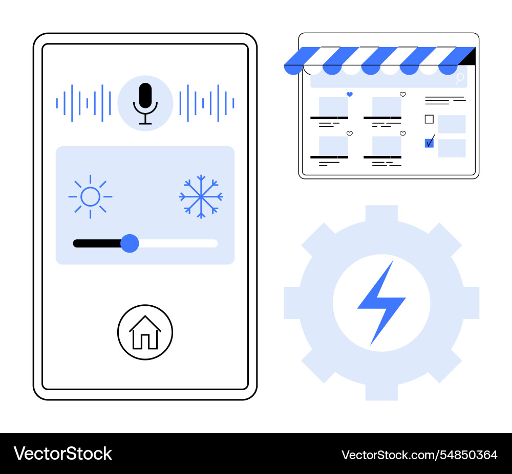 Smart home control interface with voice command Smart home control interface with voice command vector image