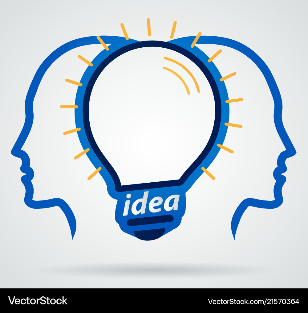 Thinking head lamp illuminating brain unity Thinking head lamp illuminating brain unity vector image