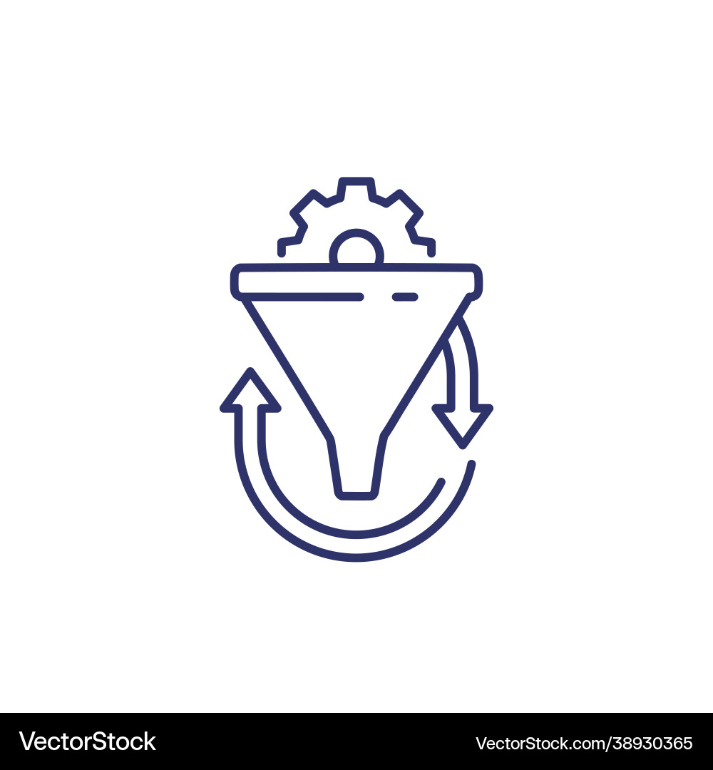 Conversion rate funnel line icon Royalty Free Vector Image