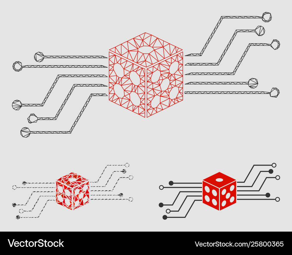 Digital dice circuit mesh network model Digital dice circuit mesh network model vector image