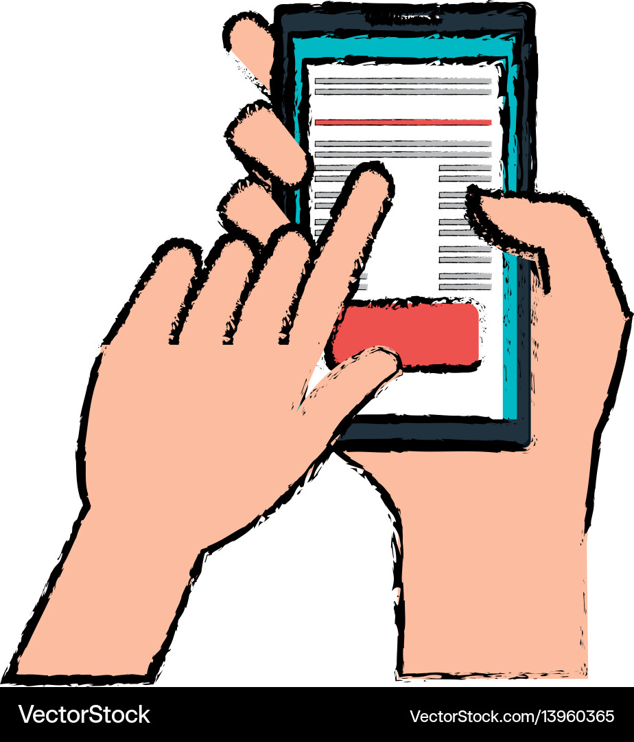 Hand user with smartphone device isolated icon Hand user with smartphone device isolated icon Vector Image