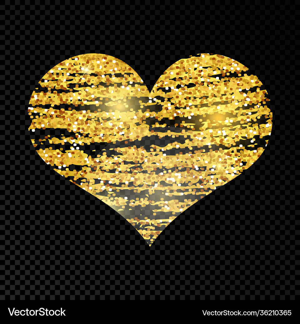 Heart with golden glittering scribble paint Heart with golden glittering scribble paint vector image