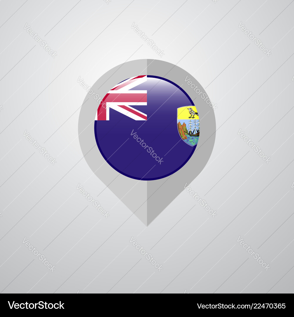 Map navigation pointer with saint helena flag vector image