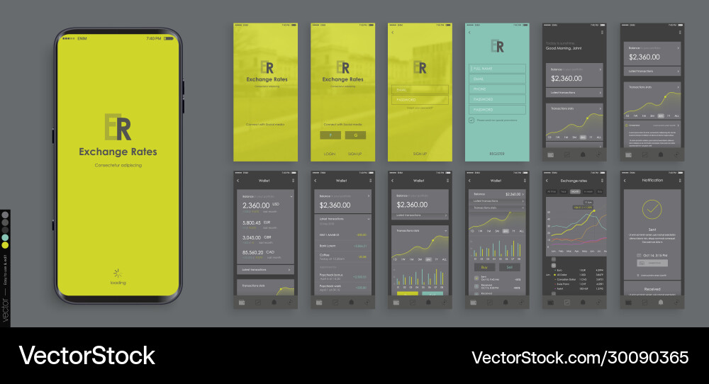 Mobile app design ui ux a set graphic Vector Image