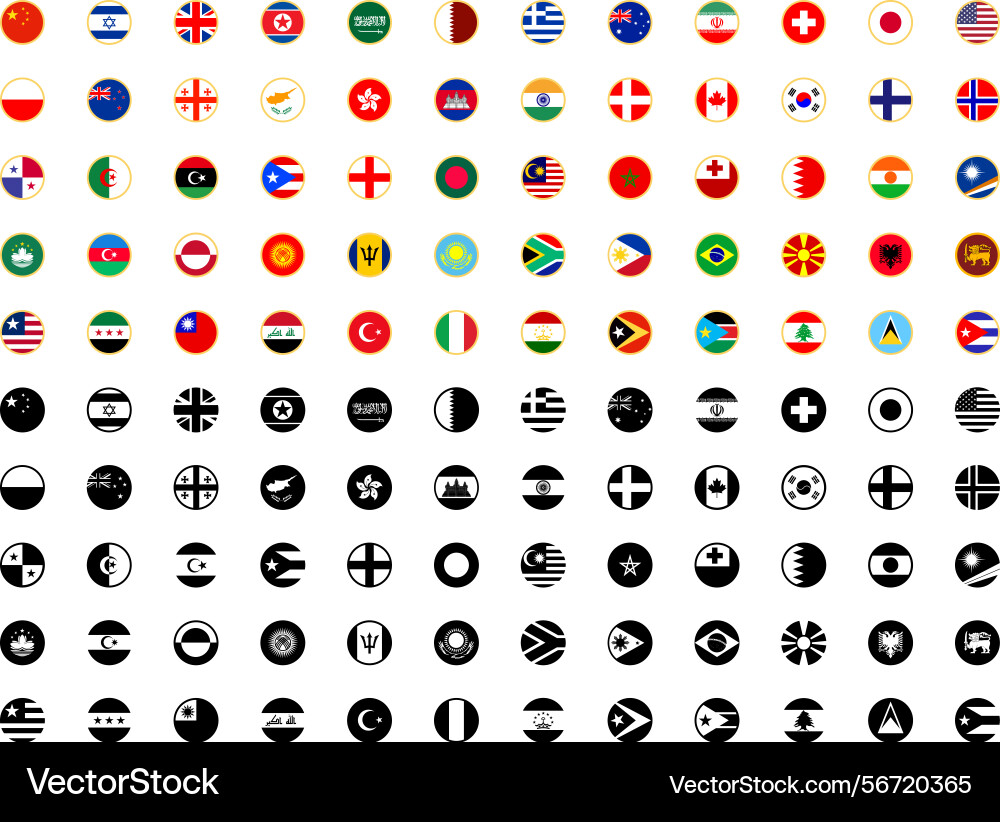 National flags in circle shape Vector Image