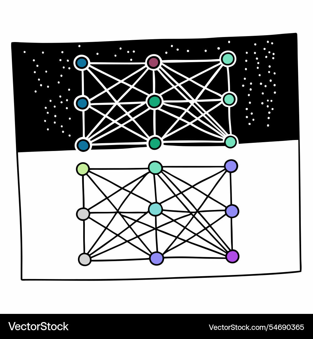 Neural network patterns unlocking the blueprint Neural network patterns unlocking the blueprint Vector Image