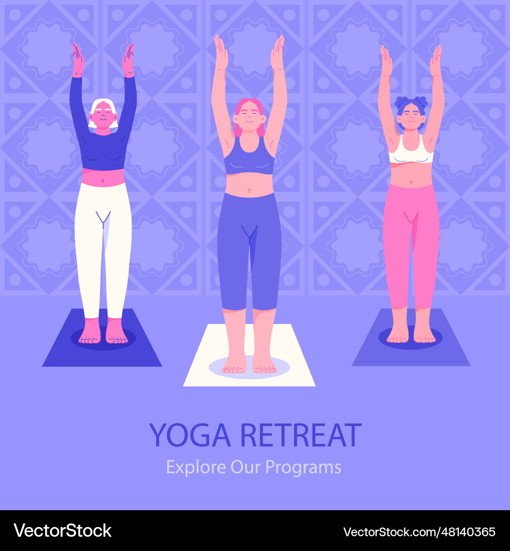 Posts set yoga retreat meditation centre Posts set yoga retreat meditation centre Vector Image