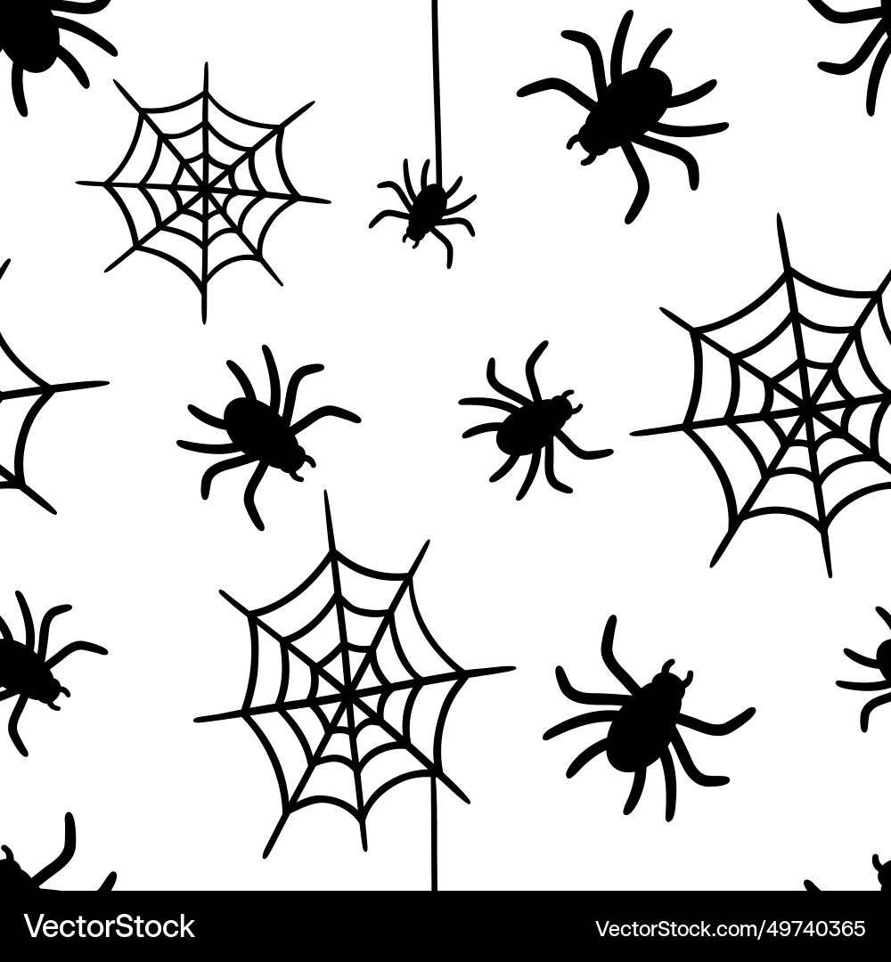 Seamless monochrome pattern with spiders Seamless monochrome pattern with spiders vector image