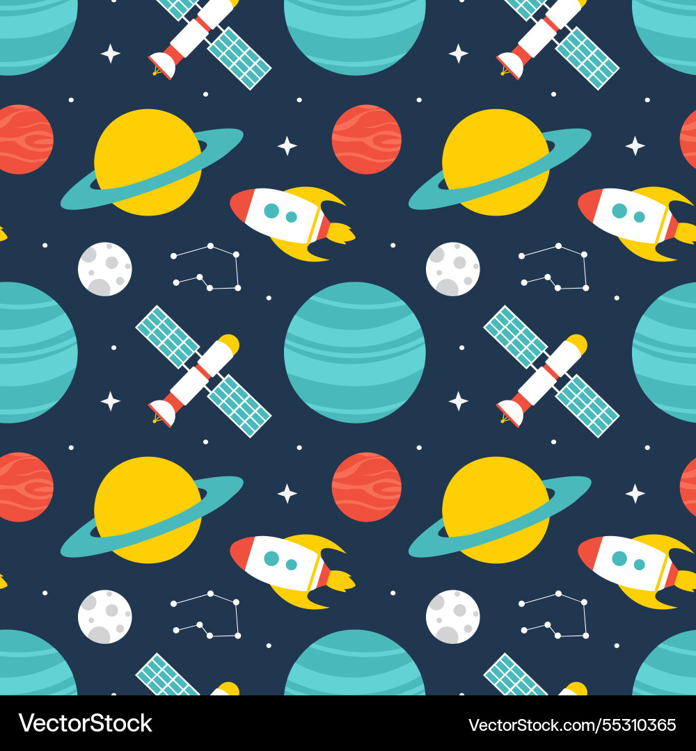 Seamless pattern of outer space exploration vector image