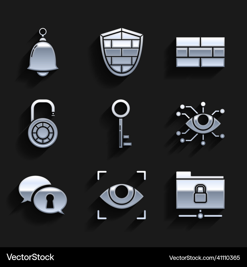 Set key eye scan ftp folder and lock protection Set key eye scan ftp folder and lock protection vector image