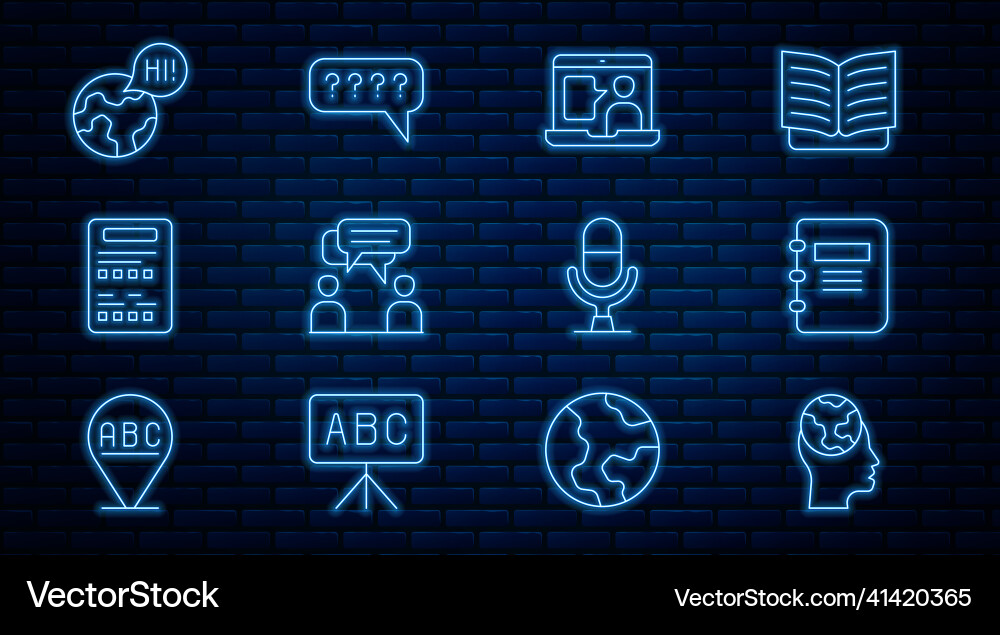 Set line learning foreign languages notebook Set line learning foreign languages notebook vector image