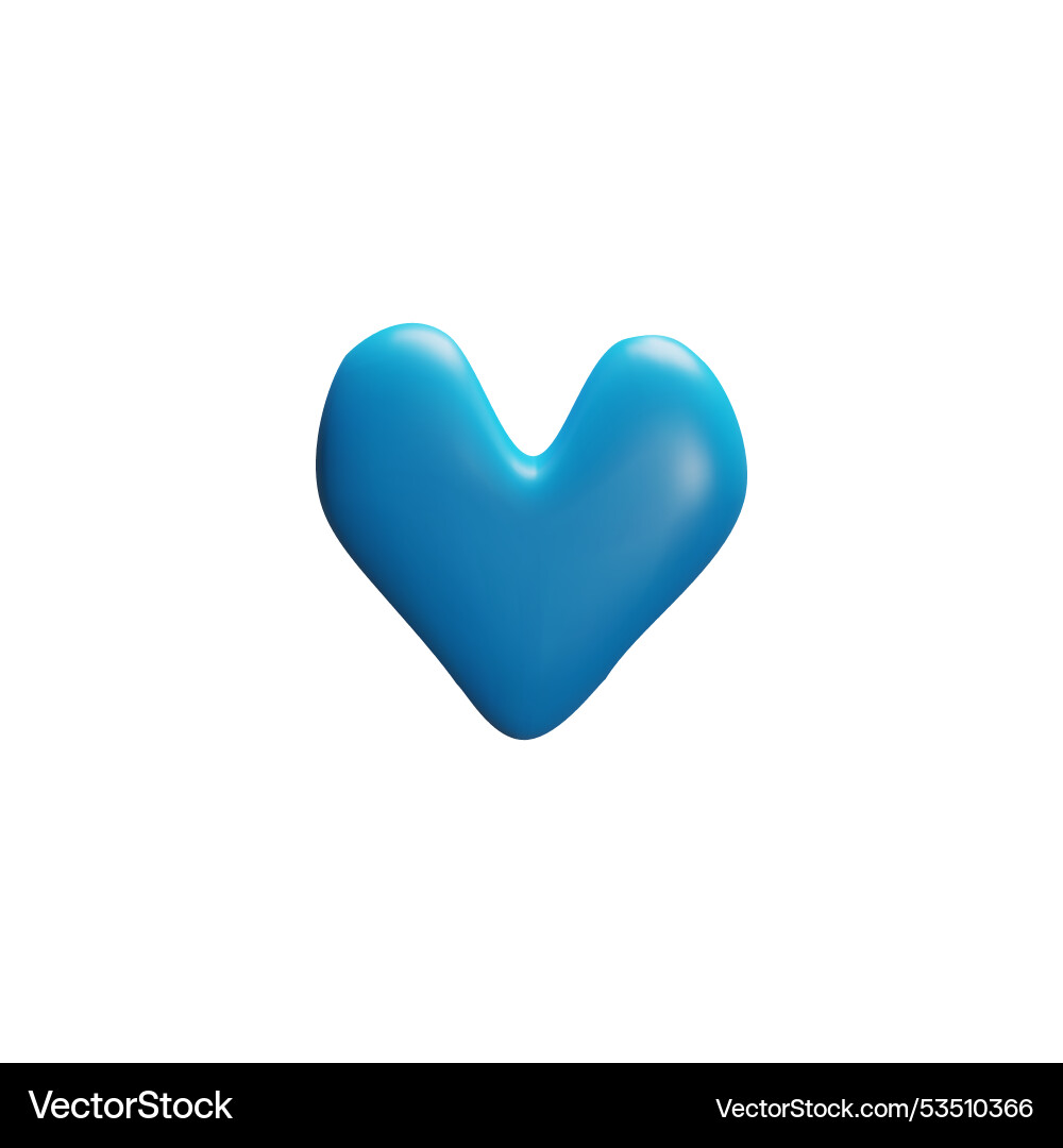 3d of a blue heart on an isolated Vector Image