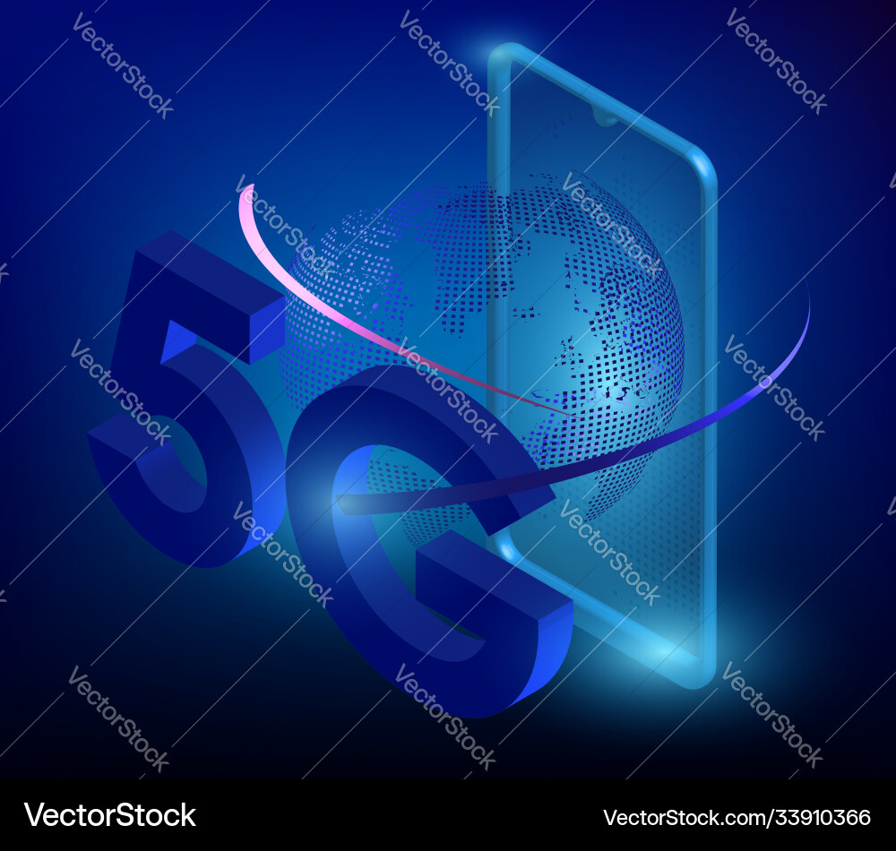 5g sign on background smartphone vector image