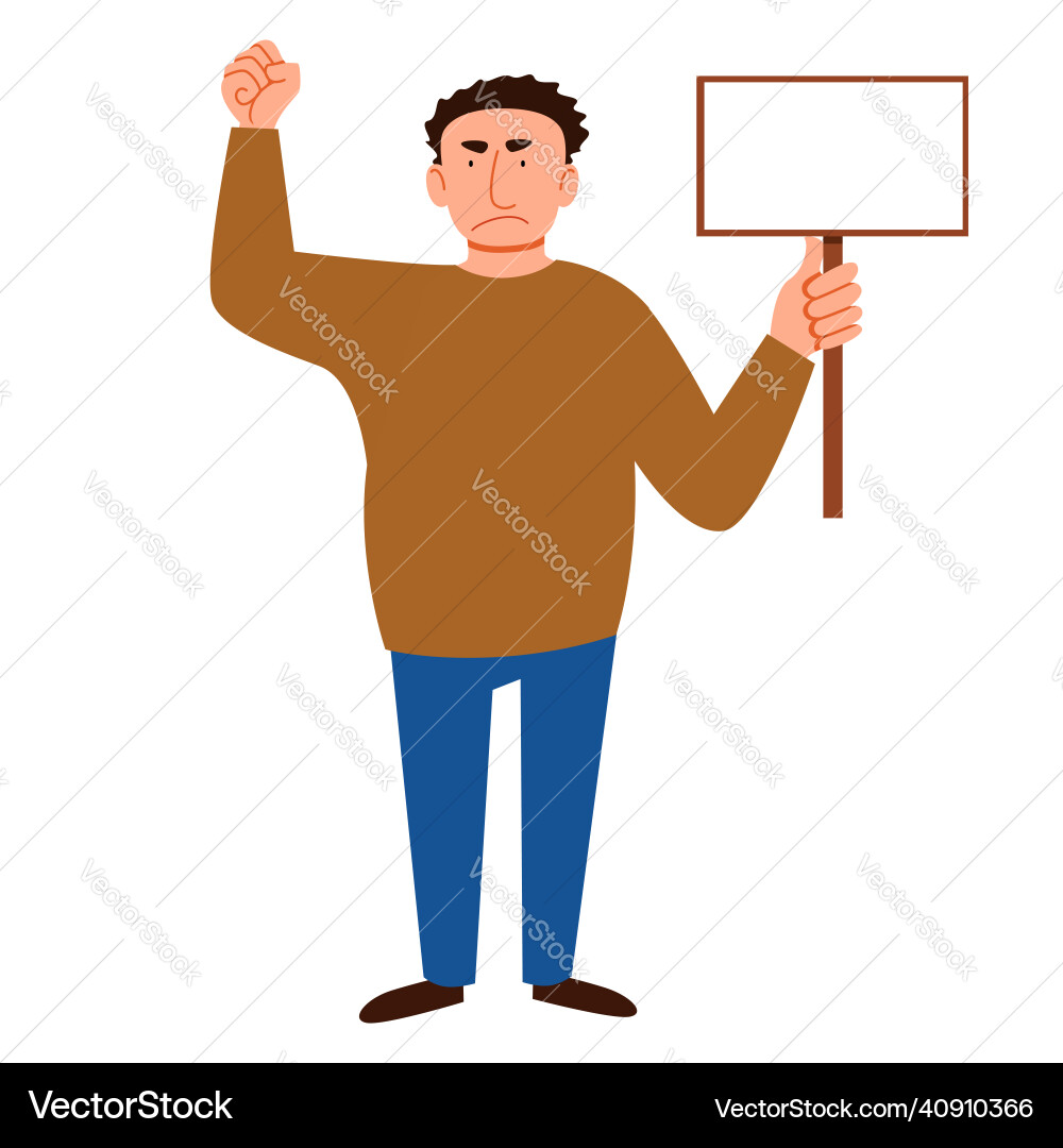 A dark-haired man with sign for the text in his A dark-haired man with sign for the text in his Vector Image