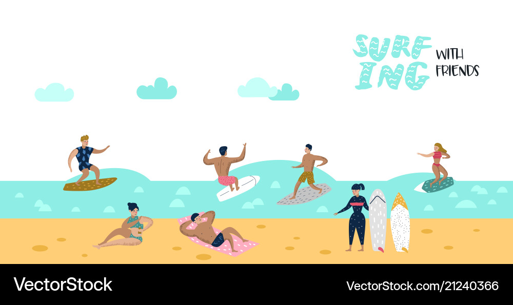 Charaktere die am Strand Poster surfen Charaktere die am Strand Poster surfen vektorbild