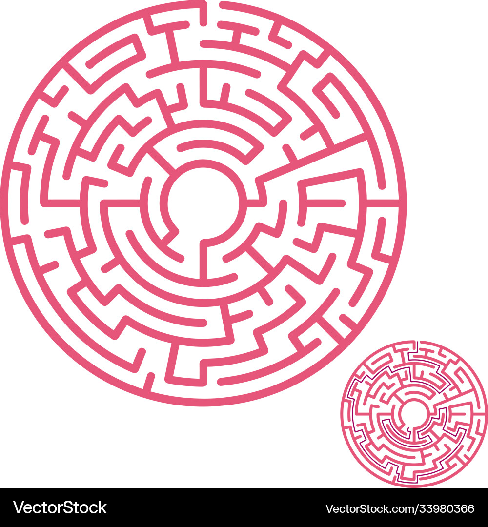 Circular maze with way from center to exit Circular maze with way from center to exit vector image