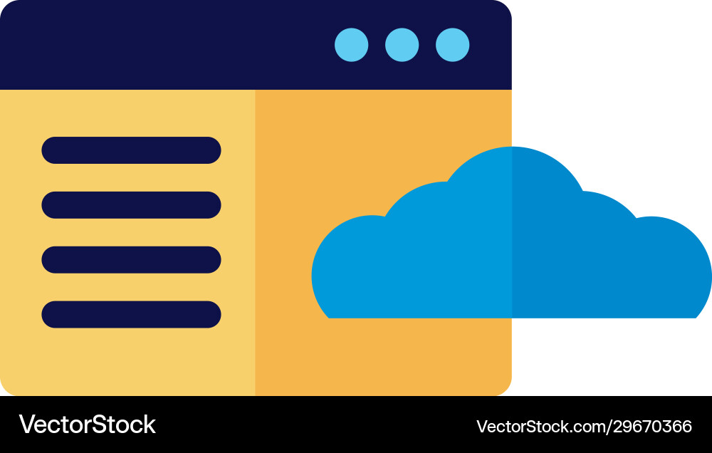 Cloud computing with webpage template flat style Cloud computing with webpage template flat style vector image