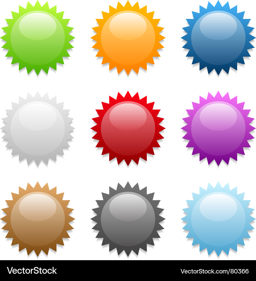 Colorful Round Sticker Icons Vector Image