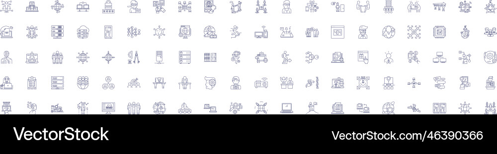 Creating partnetship line icons signs set design Vector Image