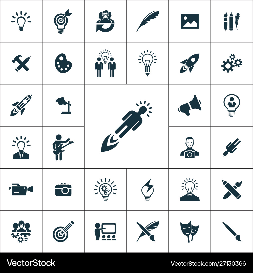 Creative process icons universal set for web vector image