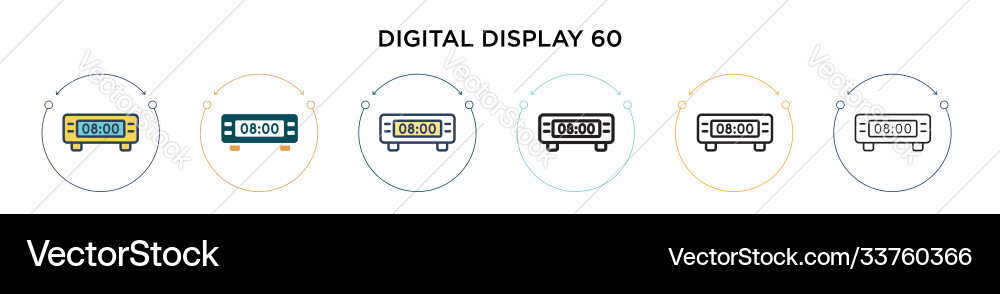 Digital display 60 icon in filled thin line vector image