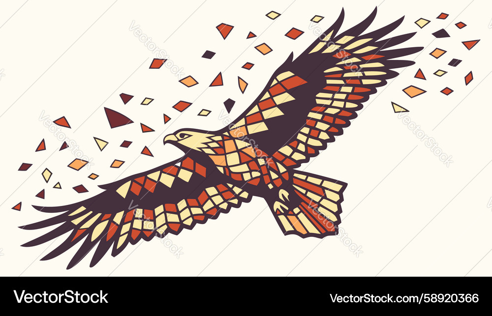 Dynamic fragmented eagle in flight abstract power Vector Image
