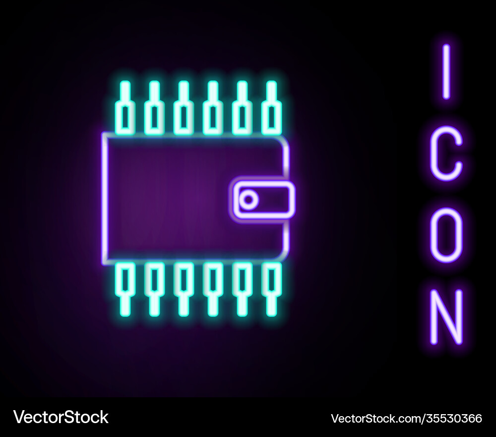 Glowing neon line cryptocurrency wallet icon Vector Image