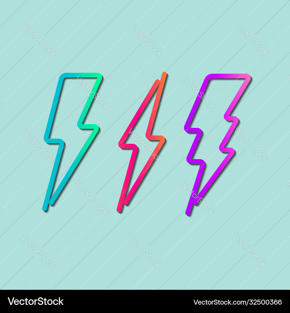 Lightning symbol set modern gradient buttons Lightning symbol set modern gradient buttons vector image