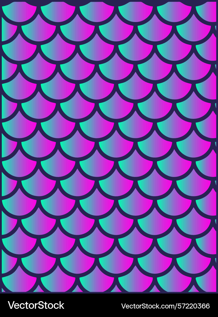 Mermaid scale pattern with neon gradient Mermaid scale pattern with neon gradient vector image