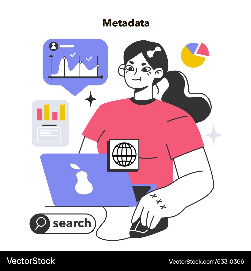 Metadaten zusätzliche beschreibende Informationen Metadaten zusätzliche beschreibende Informationen vektorbild