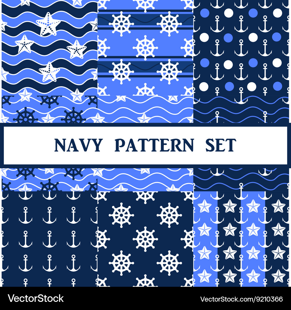 Navy seamless pattern set vector image