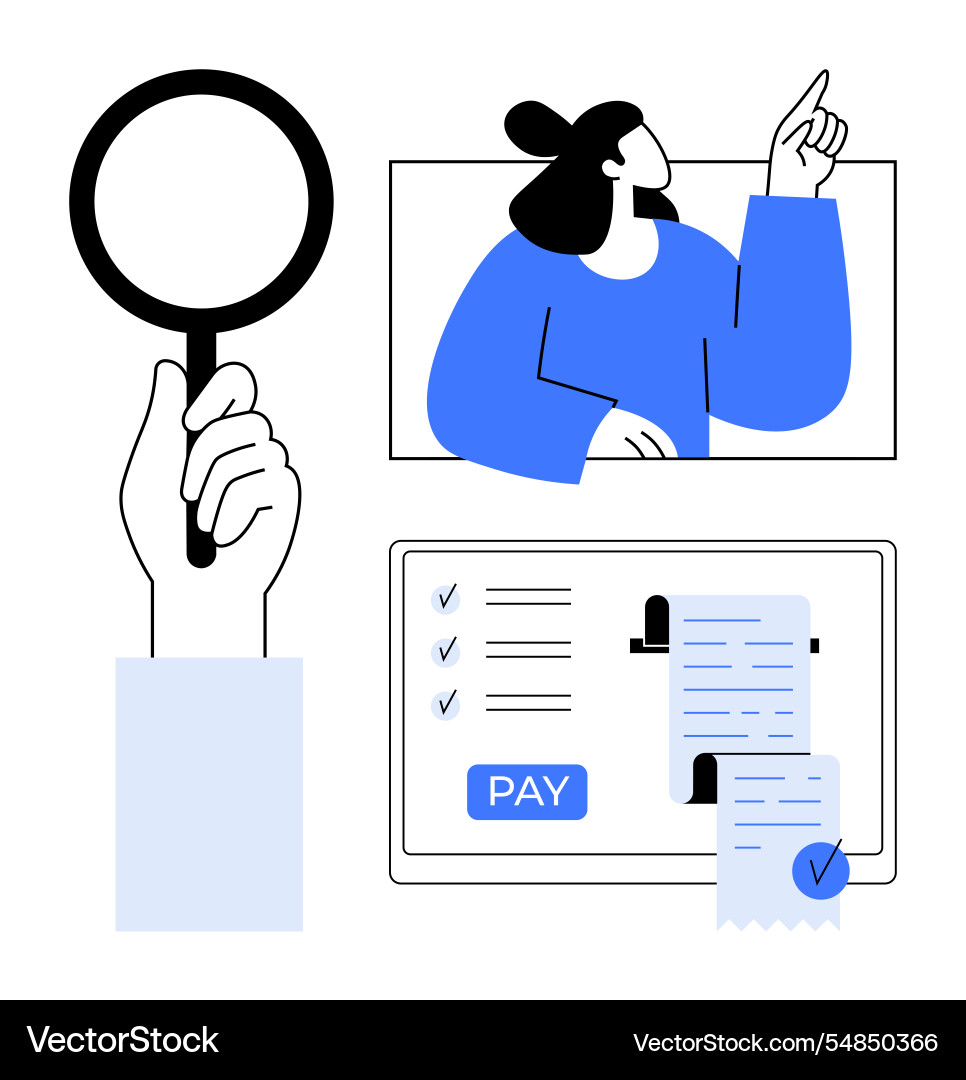 Online payment verification with a magnifying Vector Image