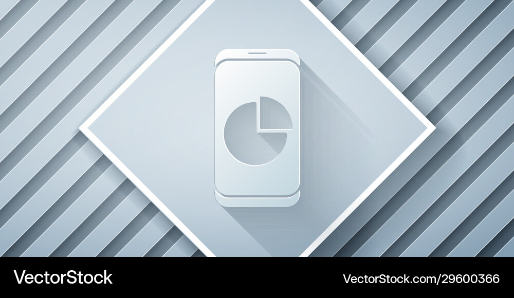 Paper cut mobile phone with graph chart icon Paper cut mobile phone with graph chart icon vector image